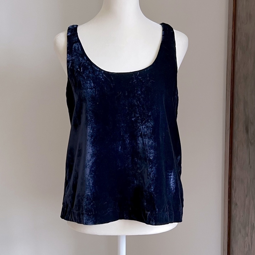 J. crew navy blue velvet tank.  Size 2.